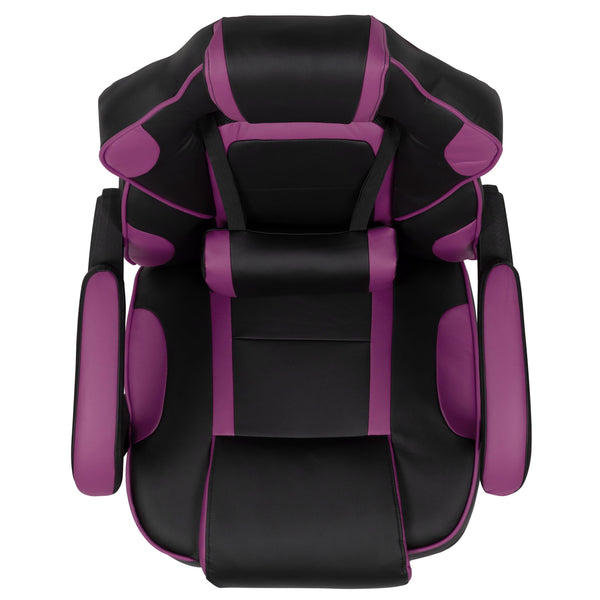 Black with Purple Trim |#| Black/Purple Ergonomic Gaming Chair-Recline Back/Arms-Footrest-Massaging Lumbar