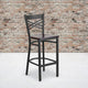 Walnut Wood Seat/Black Metal Frame |#| Black "X" Back Metal Restaurant Barstool - Walnut Wood Seat