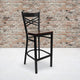 Mahogany Wood Seat/Black Metal Frame |#| Black "X" Back Metal Restaurant Barstool - Mahogany Wood Seat