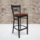 Burgundy Vinyl Seat/Black Metal Frame |#| Black "X" Back Metal Restaurant Barstool - Burgundy Vinyl Seat