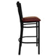 Burgundy Vinyl Seat/Black Metal Frame |#| Black "X" Back Metal Restaurant Barstool - Burgundy Vinyl Seat