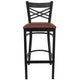 Burgundy Vinyl Seat/Black Metal Frame |#| Black "X" Back Metal Restaurant Barstool - Burgundy Vinyl Seat