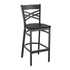 Black Wood Seat/Black Metal Frame |#| Black "X" Back Metal Restaurant Barstool - Black Wood Seat