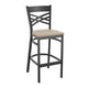 Antique White Wood Seat/Black Metal Frame |#| Black "X" Back Metal Restaurant Barstool - Antique White Wood Seat