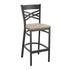 Antique White Wood Seat/Black Metal Frame |#| Black "X" Back Metal Restaurant Barstool - Antique White Wood Seat
