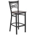 Walnut Wood Seat/Black Metal Frame |#| Black "X" Back Metal Restaurant Barstool - Walnut Wood Seat