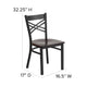 Walnut Wood Seat/Black Metal Frame |#| Black inchXinch Back Metal Restaurant Chair - Walnut Wood Seat