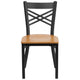 Natural Wood Seat/Black Metal Frame |#| Black inchXinch Back Metal Restaurant Chair - Natural Wood Seat