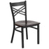 Walnut Wood Seat/Black Metal Frame |#| Black "X" Back Metal Restaurant Chair - Walnut Wood Seat