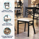 Tan Vinyl Seat/Black Metal Frame |#| Commercial Black X-Back Metal Restaurant Chair with Tan Vinyl Seat