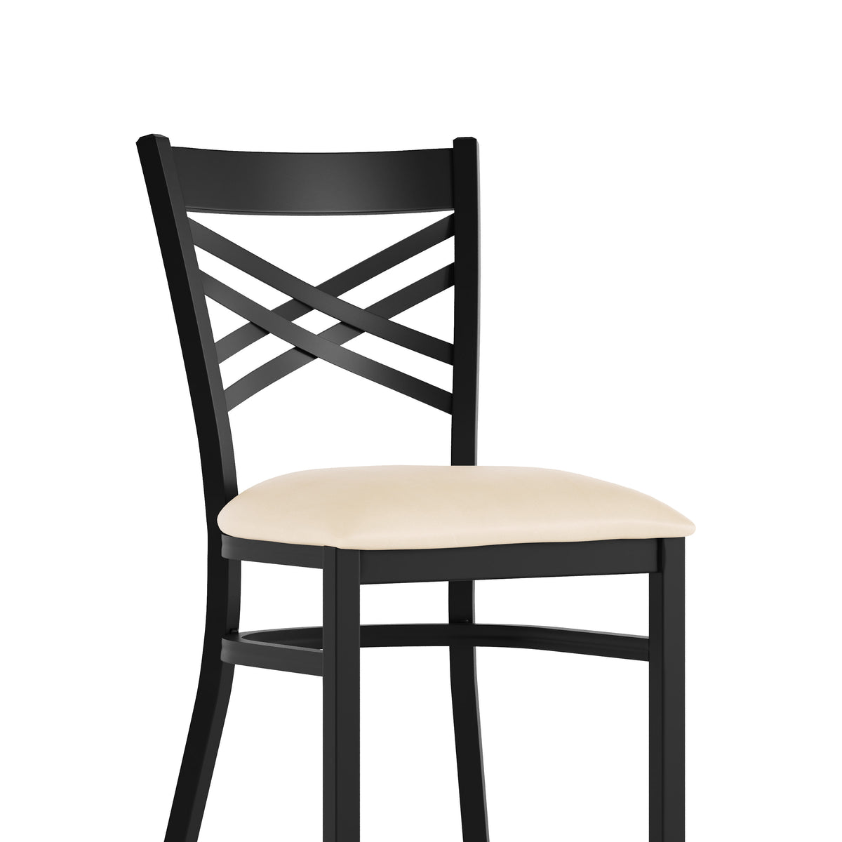 Tan Vinyl Seat/Black Metal Frame |#| Commercial Black X-Back Metal Restaurant Chair with Tan Vinyl Seat