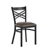 Mocha Vinyl Seat/Black Metal Frame |#| Commercial Black X-Back Metal Restaurant Chair with Mocha Vinyl Seat