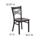 Walnut Wood Seat/Black Metal Frame |#| Black "X" Back Metal Restaurant Chair - Walnut Wood Seat