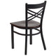 Walnut Wood Seat/Black Metal Frame |#| Black "X" Back Metal Restaurant Chair - Walnut Wood Seat