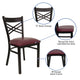 Burgundy Vinyl Seat/Black Metal Frame |#| Black "X" Back Metal Restaurant Chair - Burgundy Vinyl Seat