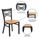 Natural Wood Seat/Black Metal Frame |#| Black "X" Back Metal Restaurant Chair - Natural Wood Seat