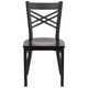 Walnut Wood Seat/Black Metal Frame |#| Black "X" Back Metal Restaurant Chair - Walnut Wood Seat