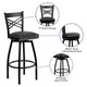 Black Vinyl Seat/Black Metal Frame |#| Black "X" Back Swivel Metal Barstool - Black Vinyl Seat