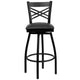 Black Vinyl Seat/Black Metal Frame |#| Black "X" Back Swivel Metal Barstool - Black Vinyl Seat