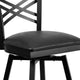 Black Vinyl Seat/Black Metal Frame |#| Black "X" Back Swivel Metal Barstool - Black Vinyl Seat