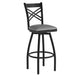 Gray Vinyl Seat/Black Metal Frame |#| Black "X" Back Swivel Metal Barstool - Gray Vinyl Seat
