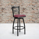 Burgundy Vinyl Seat/Black Metal Frame |#| Black "X" Back Swivel Metal Barstool - Burgundy Vinyl Seat