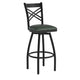 Green Vinyl Seat/Black Metal Frame |#| Black "X" Back Swivel Metal Barstool - Green Vinyl Seat