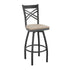 Antique White Wood Seat/Black Metal Frame |#| Black "X" Back Swivel Metal Barstool - Antique White Wood Seat