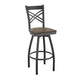 Antique Copper Wood Seat/Black Metal Frame |#| Black "X" Back Swivel Metal Barstool - Antique Copper Wood Seat
