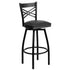 Black Vinyl Seat/Black Metal Frame |#| Black "X" Back Swivel Metal Barstool - Black Vinyl Seat