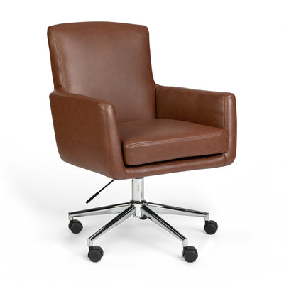Upholstered Swivel Home Office Chair with Padded Arms - View 1