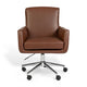 Saddle Brown Faux Leather/Polished Nickel Frame |#| Faux Leather Swivel Home Office Chair with Padded Arms - Saddle Brn/Polished Nkl