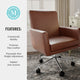 Saddle Brown Faux Leather/Polished Nickel Frame |#| Faux Leather Swivel Home Office Chair with Padded Arms - Saddle Brn/Polished Nkl