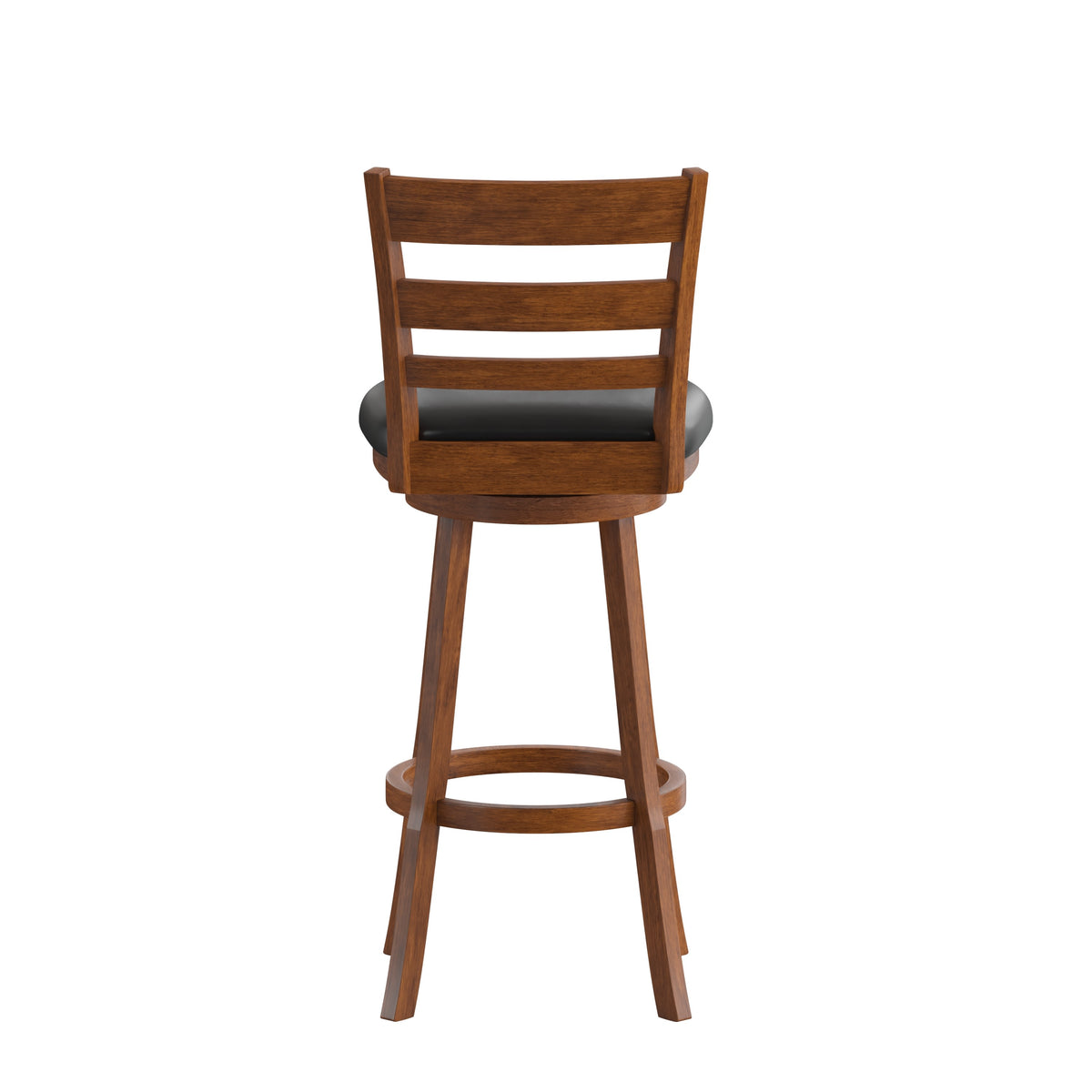 Black Vinyl/Antique Oak Frame |#| Commercial Wooden Swivel Bar Stools - Antique Oak/Black LeatherSoft