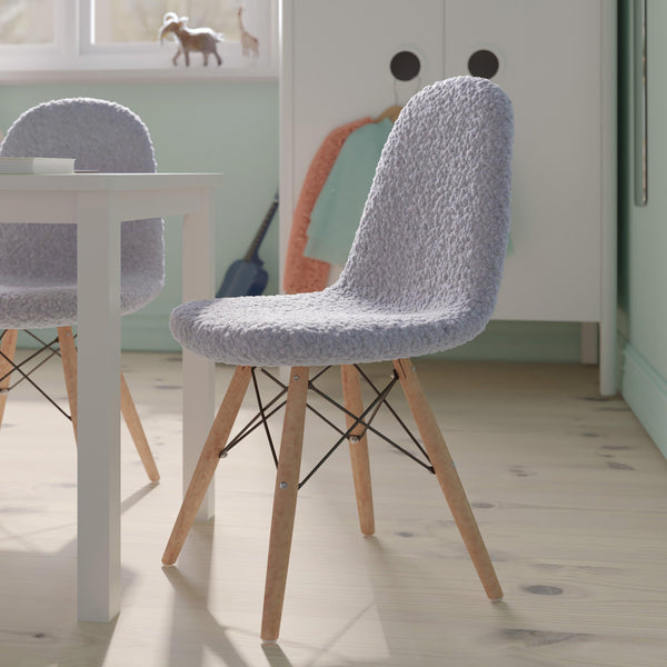 Gray |#| Kids Armless Faux Shearling Gray Faux Shearling Chair with Beechwood Legs
