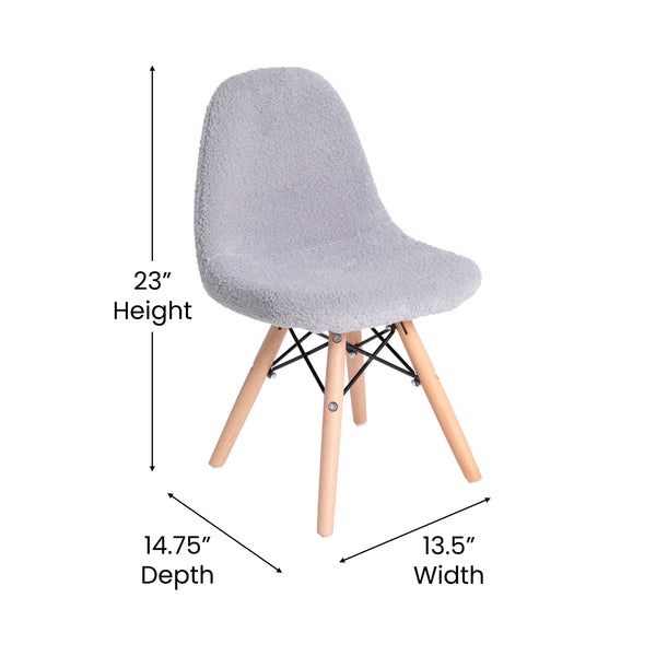 Gray |#| Kids Armless Faux Shearling Gray Faux Shearling Chair with Beechwood Legs