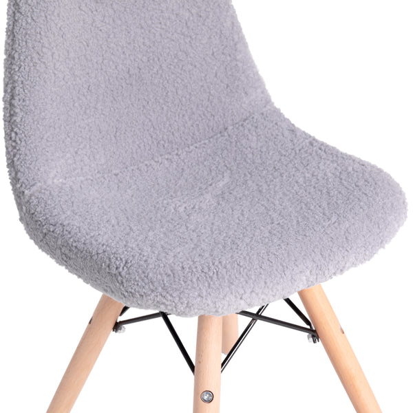 Gray |#| Kids Armless Faux Shearling Gray Faux Shearling Chair with Beechwood Legs