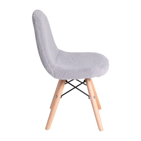 Gray |#| Kids Armless Faux Shearling Gray Faux Shearling Chair with Beechwood Legs
