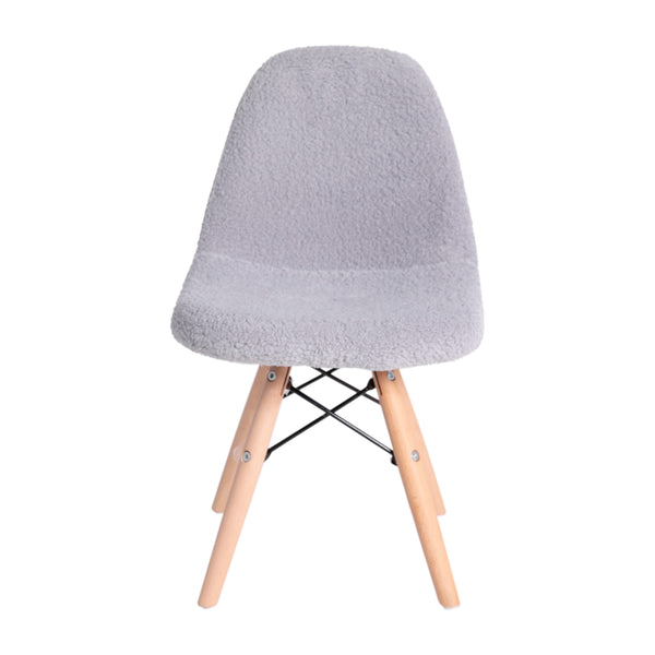 Gray |#| Kids Armless Faux Shearling Gray Faux Shearling Chair with Beechwood Legs