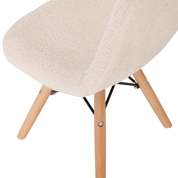 Off-White |#| Kids Armless Off-White Faux Shearling Chair with Beechwood Legs