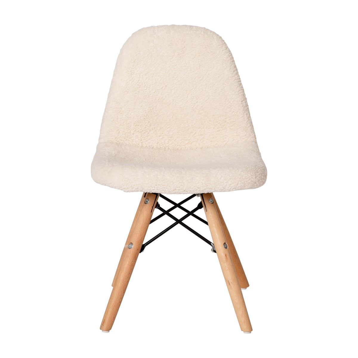Off-White |#| Kids Armless Off-White Faux Shearling Chair with Beechwood Legs