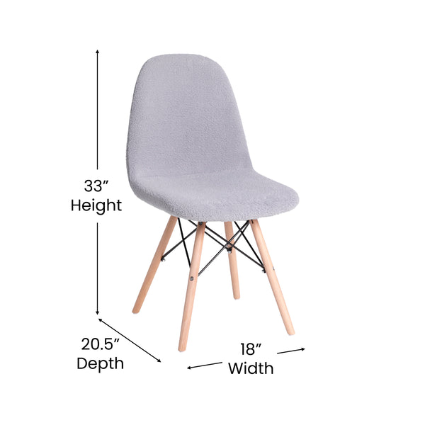 Gray |#| Armless Gray Faux Shearling Accent Chair with Modern Wood Legs
