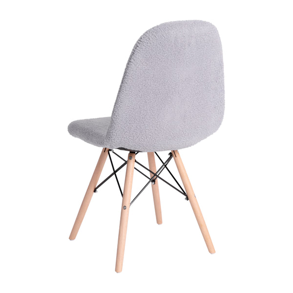 Gray |#| Armless Gray Faux Shearling Accent Chair with Modern Wood Legs