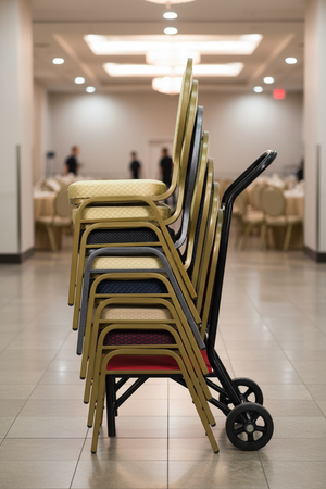 Banquet Chair Hand Truck Dolly — Tall Portrait, Event Venue Setup