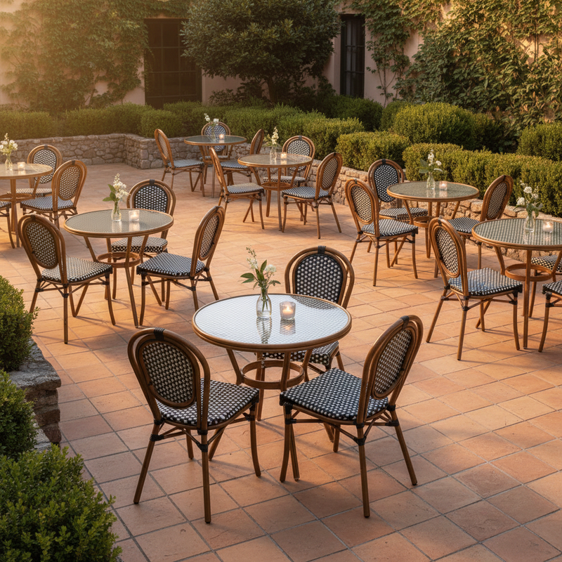 Black & White Bistro Set - Wedding Venue Courtyard Cocktail Hour 1:1