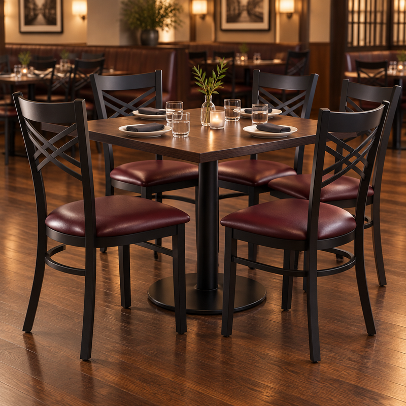 Bizchair-burgundy-cushioned-restaurant-chairs-in-a-refined-dining-room