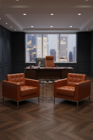 Cognac Lounge Chairs - NYC Executive Office 2:3