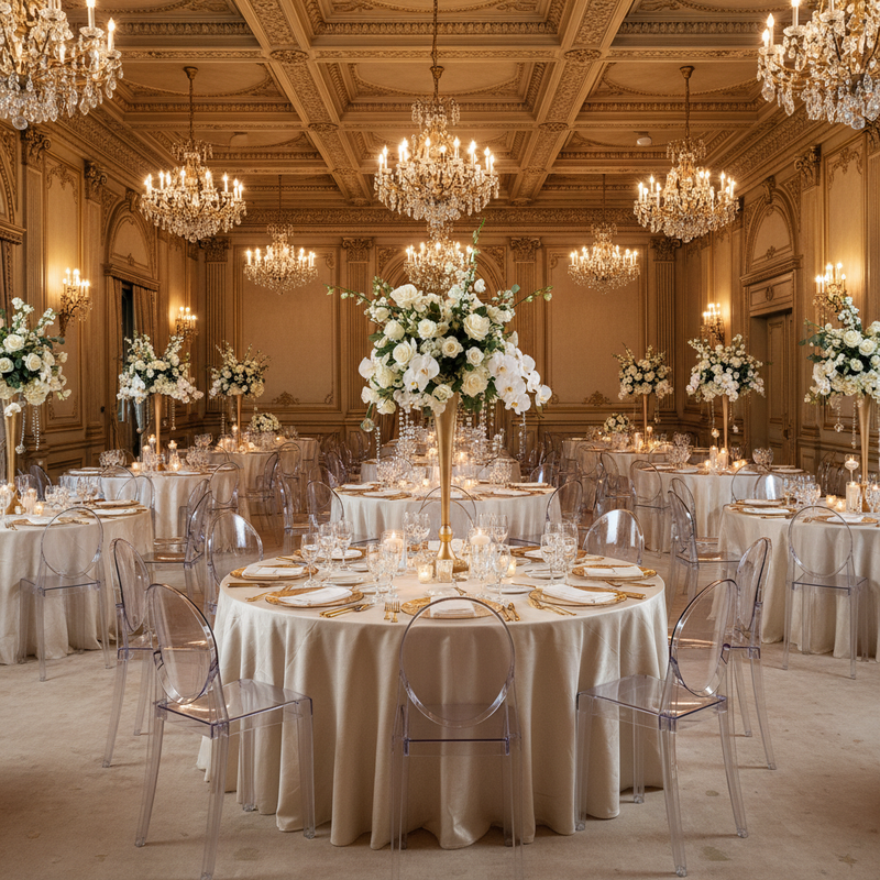 Crystal Ghost Chairs - Ornate Wedding Reception 1:1