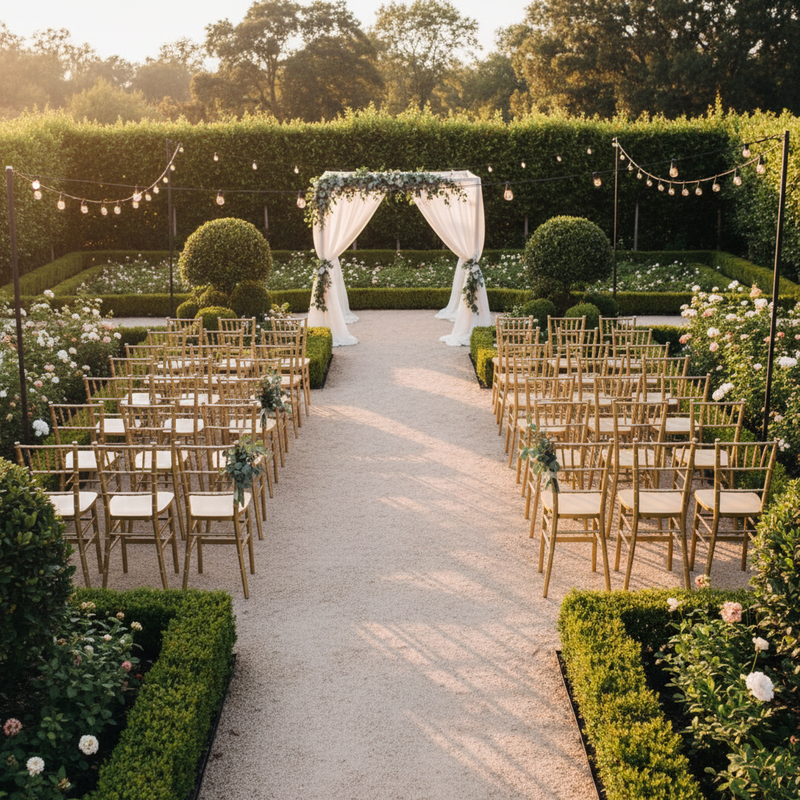 Gold Chiavari Bar Stools - Professional Outdoor Garden Wedding Venue 1:1