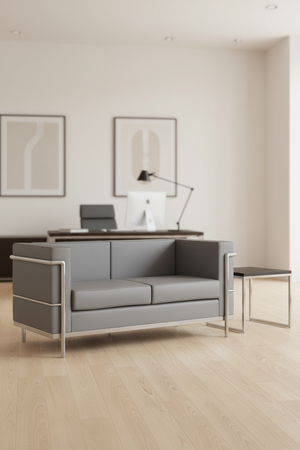 Gray Chrome Loveseat - Executive Office 2:3